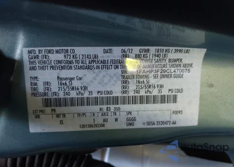 2012 Ford Focus Se from USA, damaged, VIN 1FAHP3F29CL470075